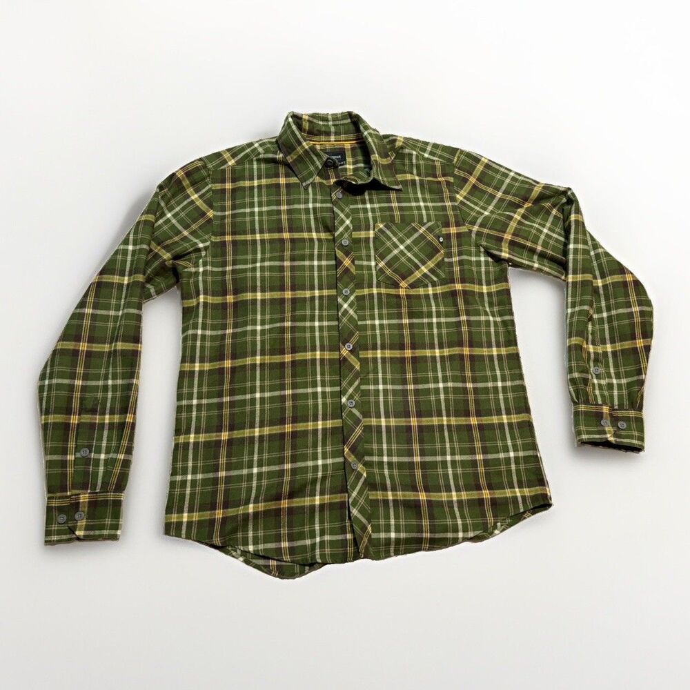 Marmot Mens Flannel Green Plaid Long Sleeve Hiking Button Down Shirt Large